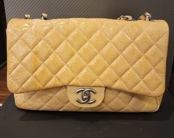 Chanel Purple Quilted Lambskin New Classic Double Flap Jumbo