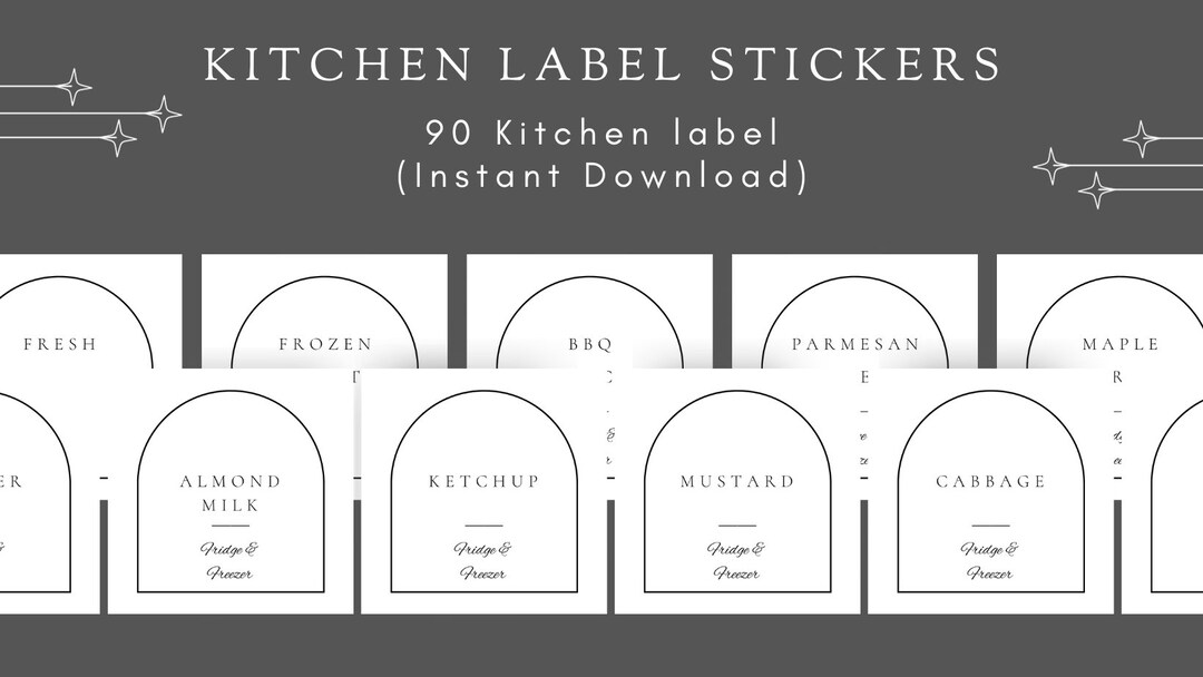 Kitchen Stickers 90 Stickers Minimalist Stickers Kitchen Labels Label