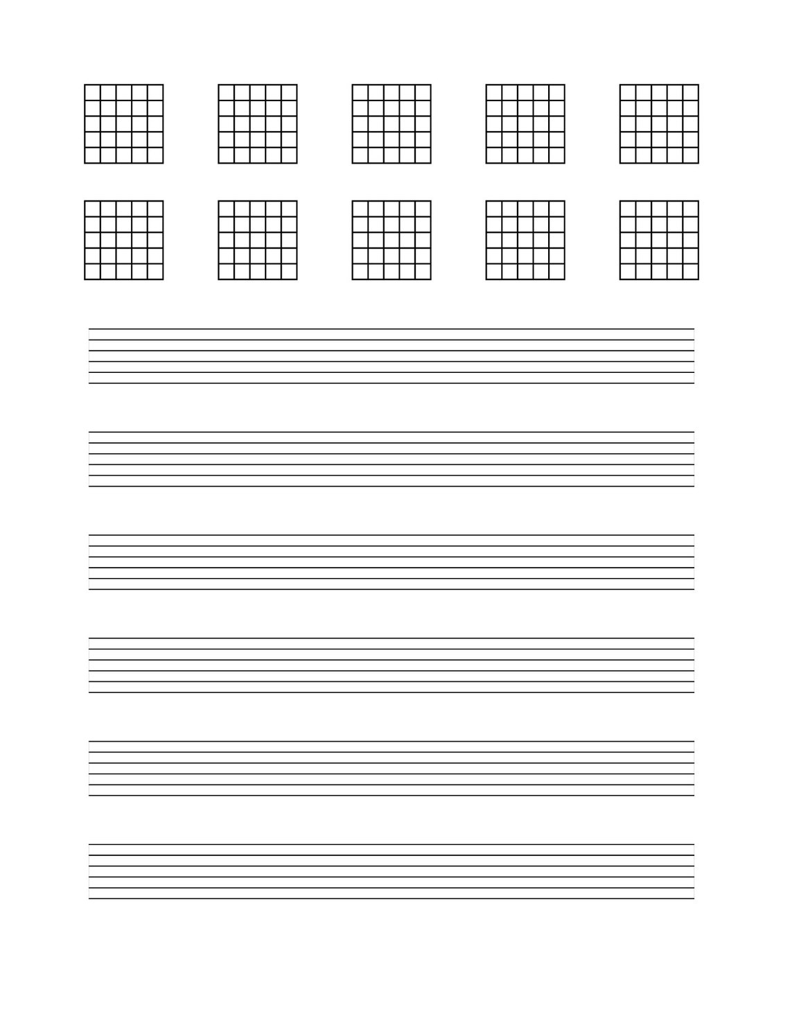 Printable Guitar Tablature With Chord Grids Printable Download Only - Etsy