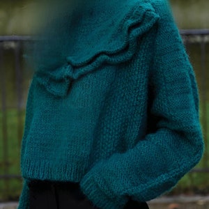 Sweater knitting pattern, Sweater With Frill, sweater for women, digital pdf