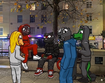 Impresión de caricatura de Bristol Roadmen / Música Drill, cultura del Reino Unido (impresión digital)