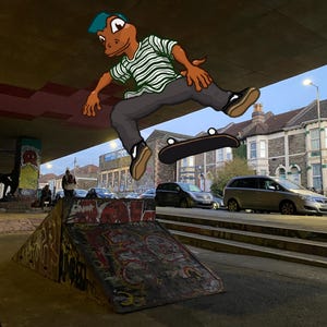 M32 Skate Kunstdruck | Digitaldruck | Comic | Illustration Druck | Bristol | Skateboard fahren, Tier