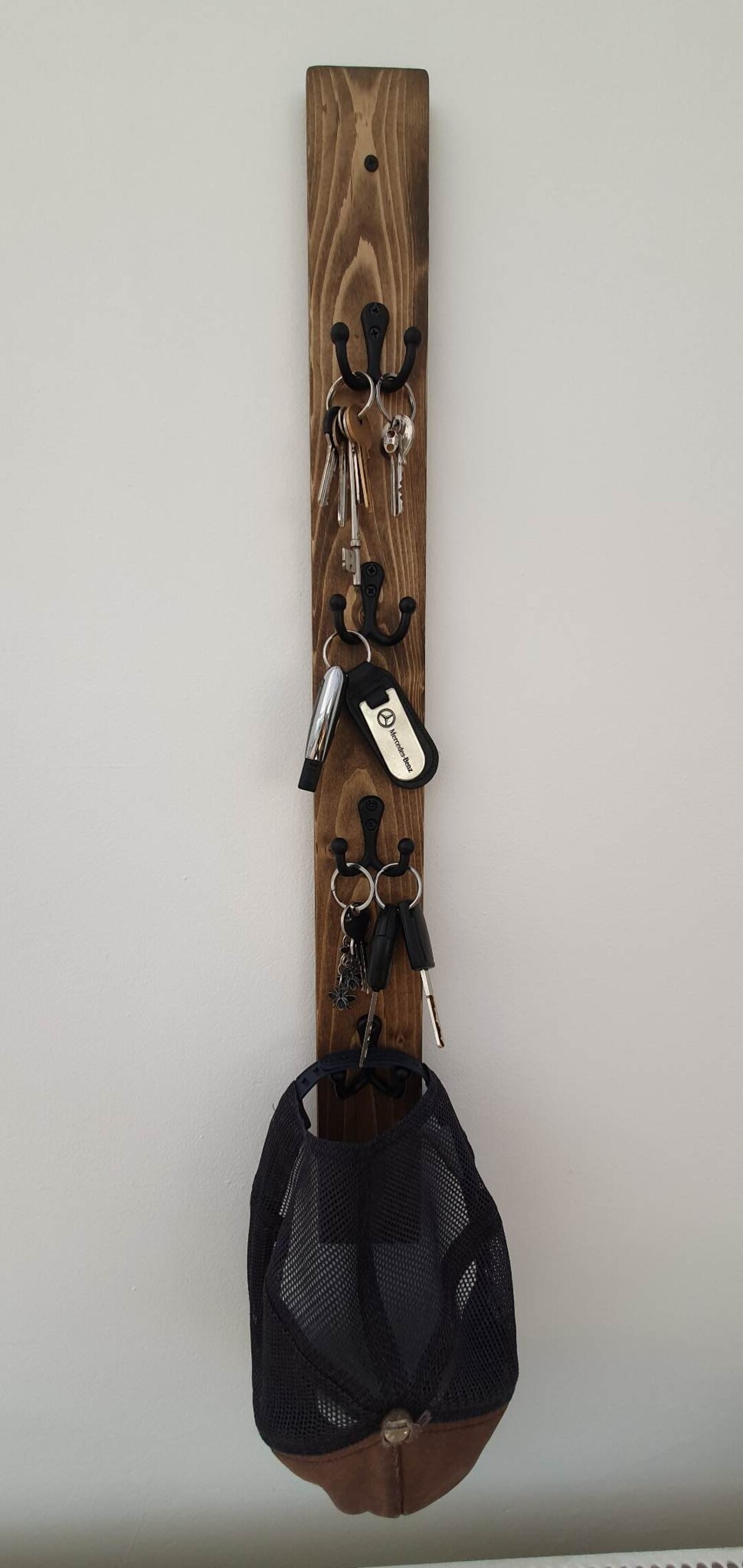 Rustic Handmade Key Hooks Rail Vertical Slim Narrow Keys Rack Double ...