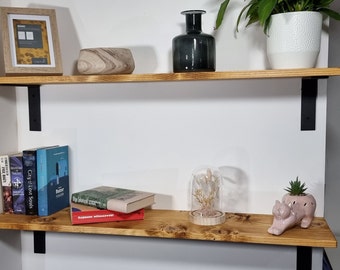 Handmade Rustic Shelf Wooden Shelves (Brackets Included) Shelves For Wall - Wall Mounted Book Shelf 13 Different Finish/Colors
