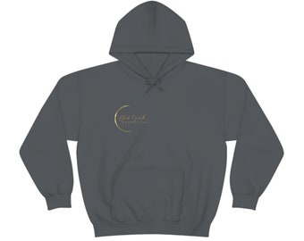 May include: A dark gray hooded sweatshirt with a gold circle logo that says "Black Growth" and "foundations".
