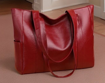 Simple Pu Leather Large Capacity Tote Bags for Women