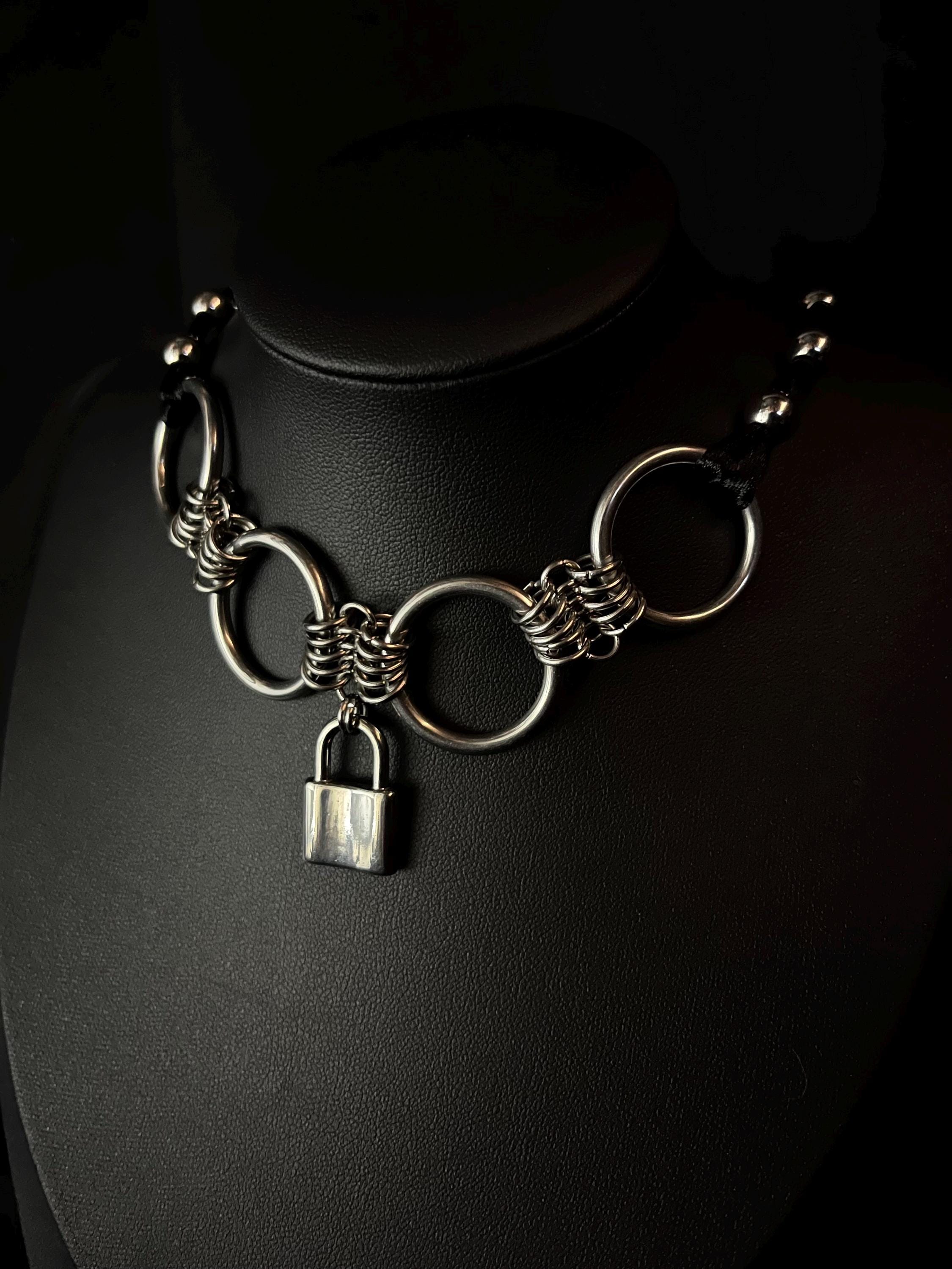 Chainmail Necklace Satin Ribbon Chunky Gothic - Etsy