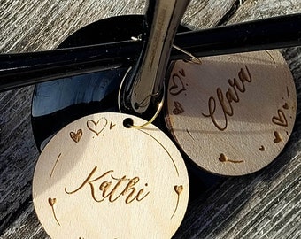 Personalisierte Weinanhänger aus Birkenholz : Hochzeitsanhänger aus Glas