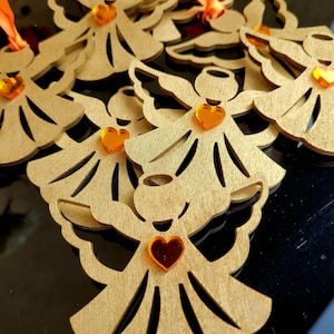 Laser Cut Wood Angel Christmas Ornament: Angelic Charm