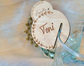 Personalisierte Holz Wein Charms: Hochzeits Glas Kleiderbügel, Party Dekor