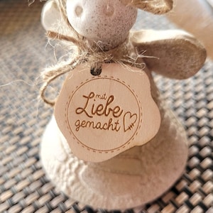 10 Stück Handgemachte mit Liebe Holz Token Professionelle Aufkleber, handgefertigt nach Ihrer Bestellung