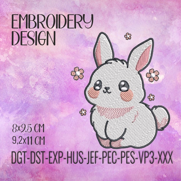 Bunny Embroidery Design, Cute Animal Sewing Pattern, DIY Embroidery Project, Rabbit Stitching Template, Baby Embroidery