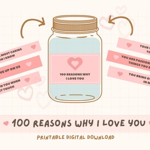 100 Reasons Why I Love You Jar Love Notes Romantic Gifts for Him DIY Long  Distance Relationship Gift for Boyfriend Sentimental Gifts for Him 