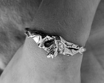 Organic silver cuff bracelet