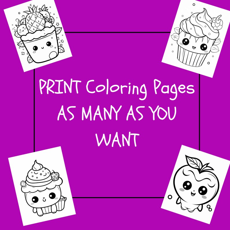 Kawaii Food Coloring Book for Kids,instant Download Coloring Book,cute