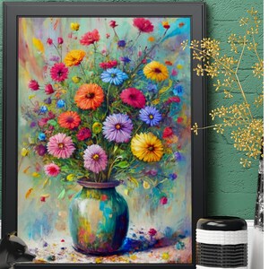 8 Vase mit Blumen Clipart Poster, digitaler Download, Clipart Bundle, Aquarell Blumen, Blumenstrauß, Herbstblumen, Wildblumen Drucke