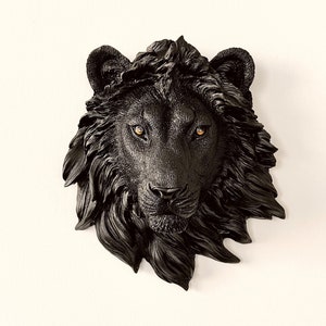 Black Lion Wall Decor / Lion Head Wall Decor / Animal Figurine / Elegant Decor / Home Decor / Garden Decor / Art Decor / Handmade Statue