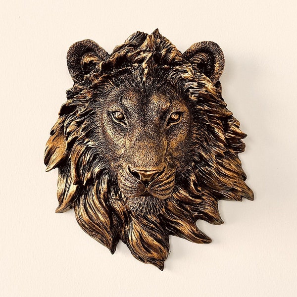 Handmade Lion Head Wall Decor: Elegant Animal Sculpture