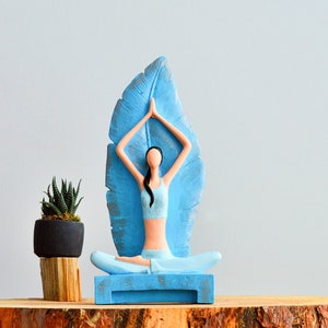 Big Woman Yoga Statue - Woman Meditating in Salute Pose Statue