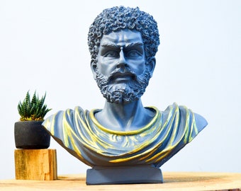 Busto de Marco Aurelio de 33 cm, escultura de busto del emperador romano estoico