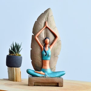 Big Woman Yoga Statue - Woman Meditating in Upward Salute Pose Statue