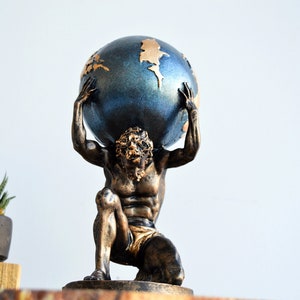 11 Inch Ancient Greek Atlas Statue, Atlas Sculpture, Greek Statue, Large Statue, Home Decor, Art Decor, Art Object