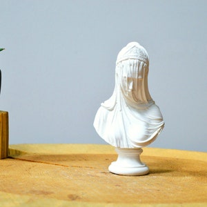 Minimal Veiled Lady Bust Statue: Marble Dust Sculpture, Home Decor - Etsy