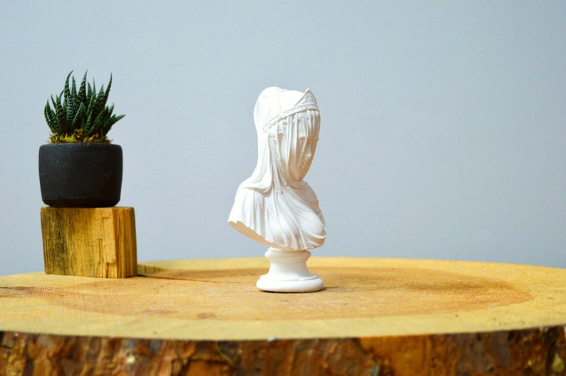 Minimal Veiled Lady Bust Statue: Marble Dust Sculpture, Home Decor - Etsy