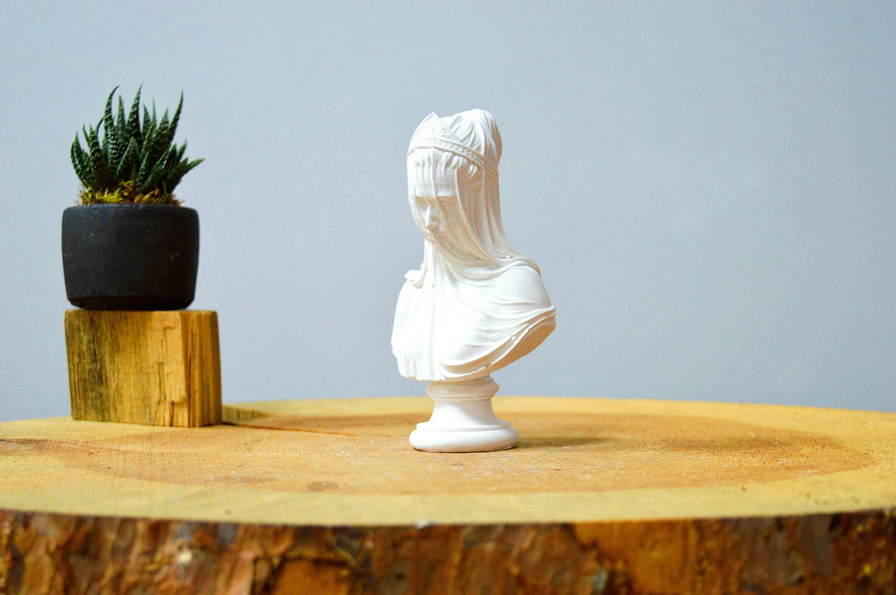 Minimal Veiled Lady Bust Statue: Marble Dust Sculpture, Home Decor - Etsy