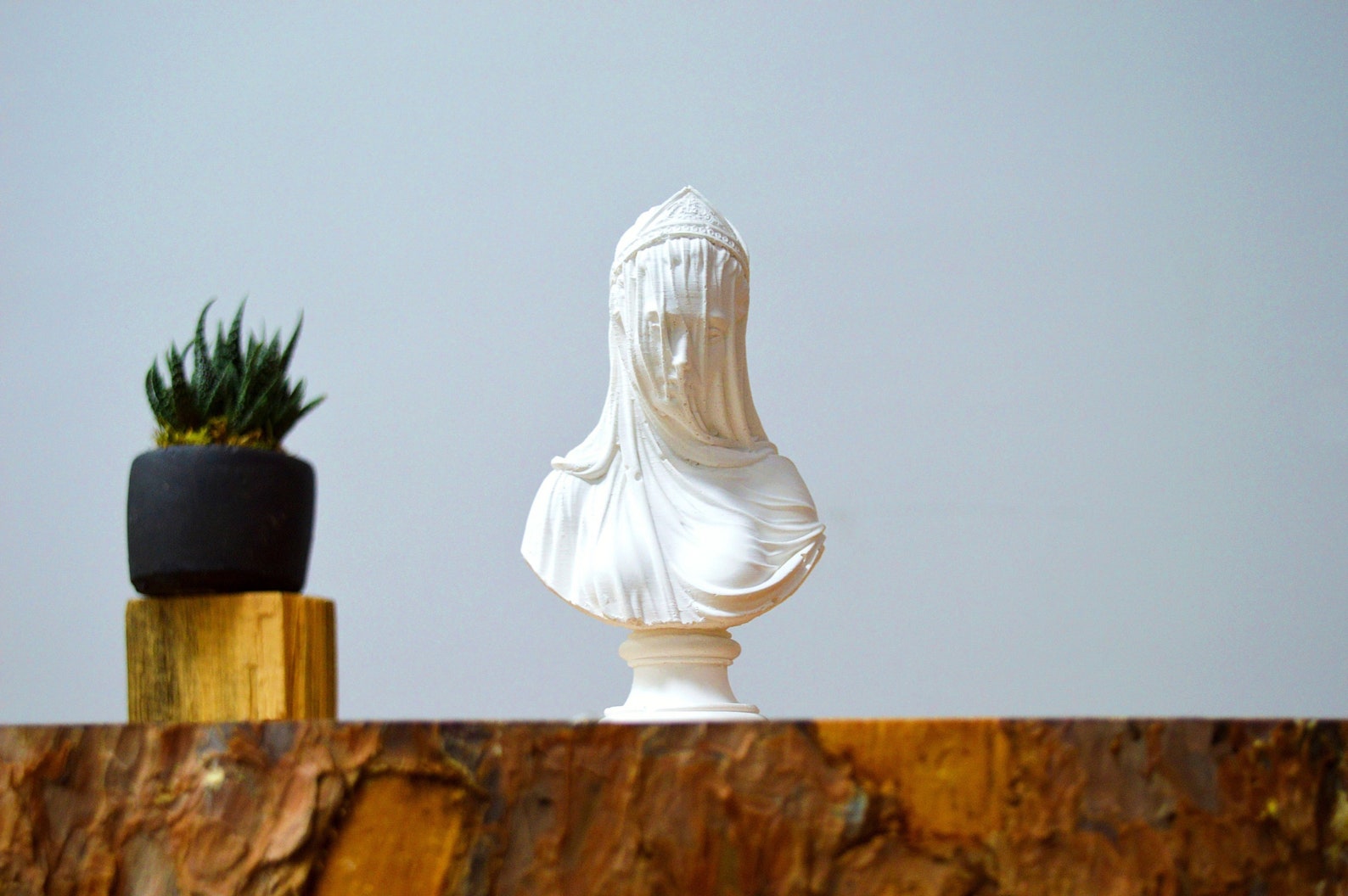 Minimal Veiled Lady Bust Statue: Marble Dust Sculpture, Home Decor - Etsy