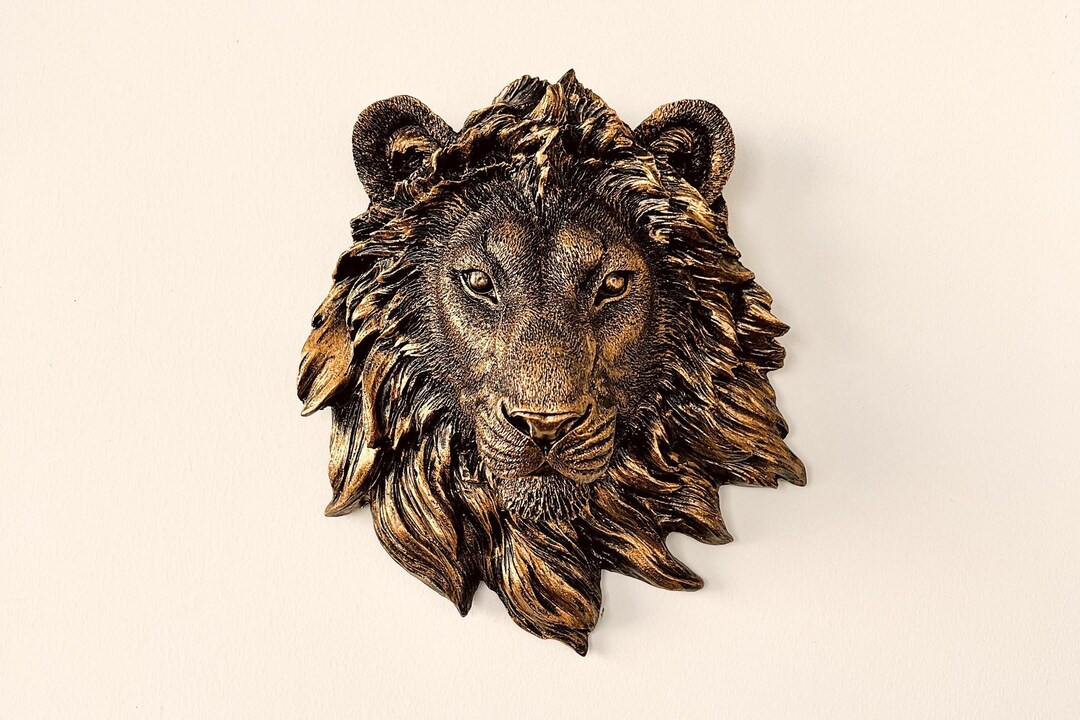 Lion Wall Decor, Lion Head Wall Decor, Lion Sculpture, Animal Figurine