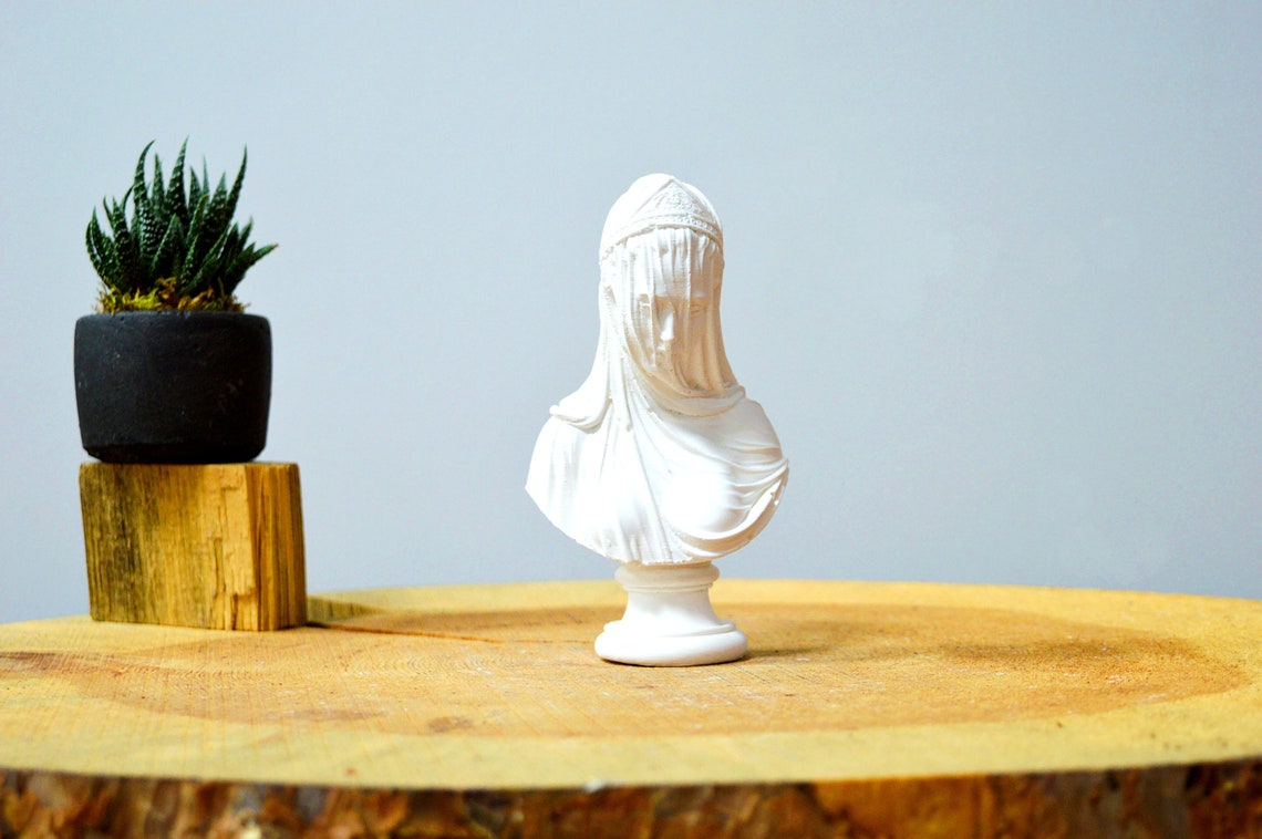 Minimal Veiled Lady Bust Statue: Marble Dust Sculpture, Home Decor - Etsy