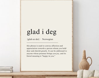 Glad i deg Norwegian, Norway Print, Norwegian Decor, Norway Gift - DIGITAL DOWNLOAD