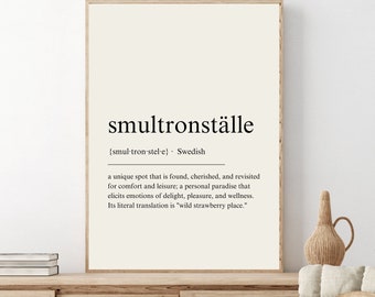 Smultronställe Definition Print, Swedish Definition Print, Smultronstalle - DIGITAL DOWNLOAD