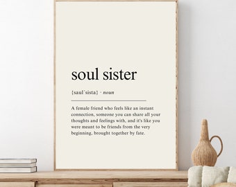 Soul Sister Definition Meaning, Printable Wall Art, Soul Sister