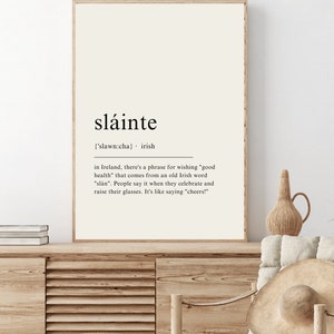Sláinte Print St. Patrick&#39;s Day Printable wall art, Ireland Home Decor, Gaeilge Gifts, Gaelic Digital Download