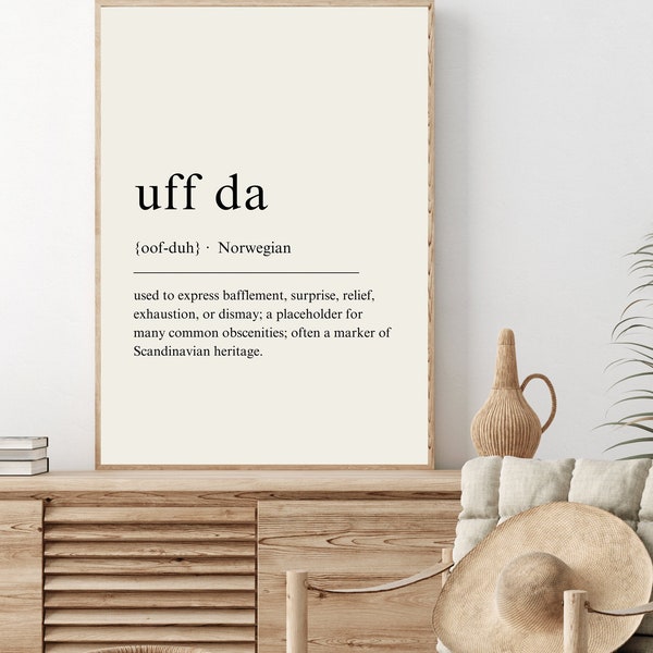 Uff da Definition Print - Norwegian Definition print, Norwegian Gift, Norwegian Decor, Minimalist - DIGITAL DOWNLOAD
