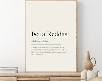 Þetta Reddast Definition Print, Nordic print, Petta Reddast, Icelandic Definition Print, DIGITAL DOWNLOAD