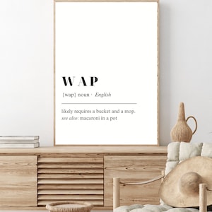 wap definition print, funny home decor, wap art print, dorm room gift, wap wall art, dictionary art, Digital download