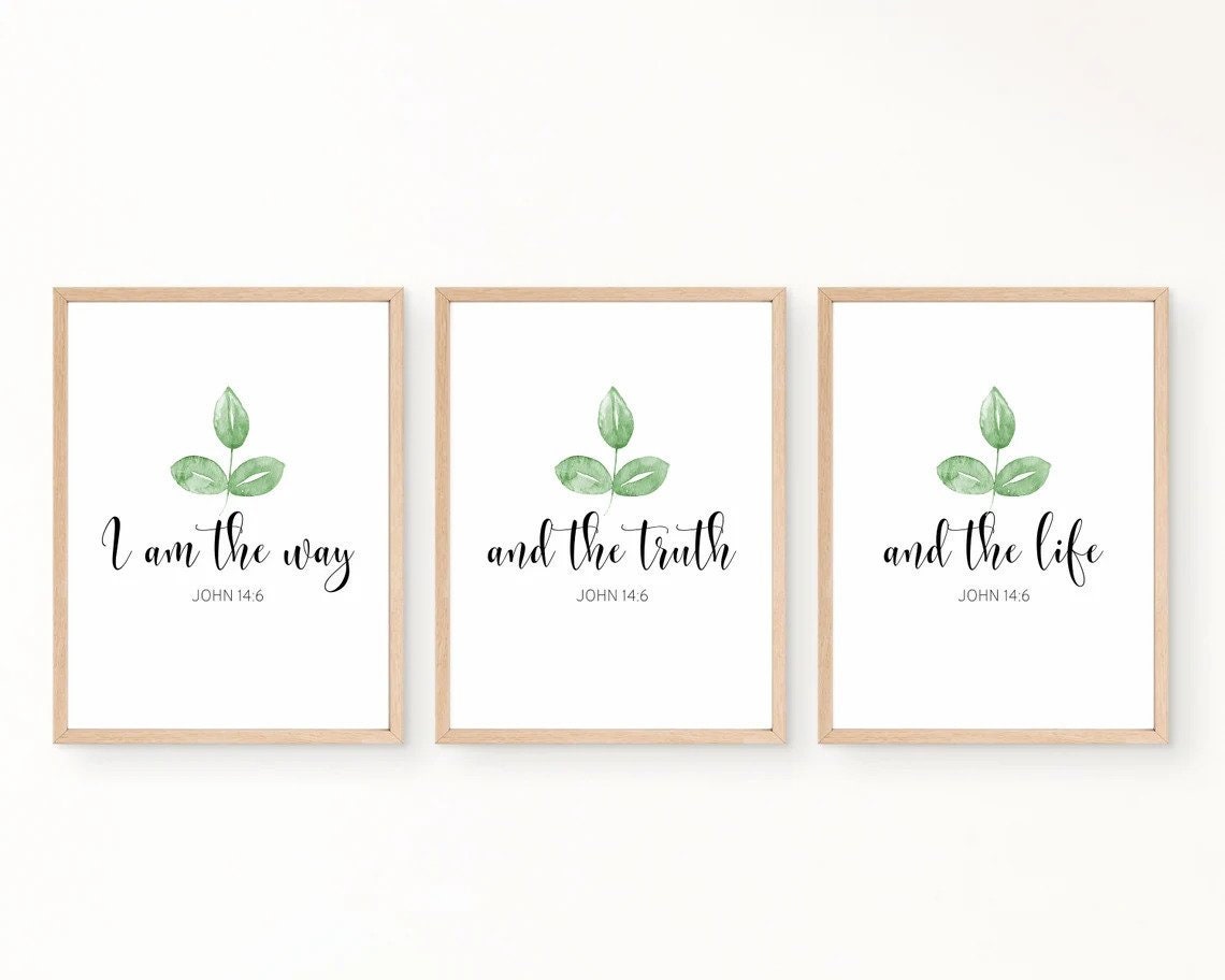 Faith Hope Love Bible Verse Wall Art Set of 3 Prints, Scripture Quote 1 ...