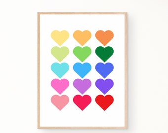 Rainbow prints, colourful posters, colourful prints, bright posters, gallery wall, wall art, home decor, Digital Download