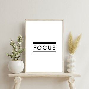 Focus Wall Art, Focus Print, Quote Art Print, Wall Art Printable, Inspirational Print, Motivational Quote Print, Digital Download
