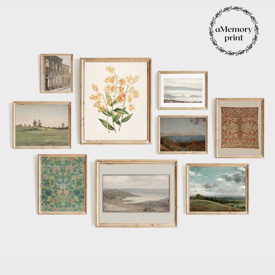 Printable Vintage Gallery Wall Art SET | Antique Prints Warm Aesthetic ...