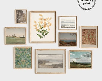 Printable Vintage Gallery Wall Art SET | Antique Prints Warm Aesthetic Decor DIGITAL | Set of Nine