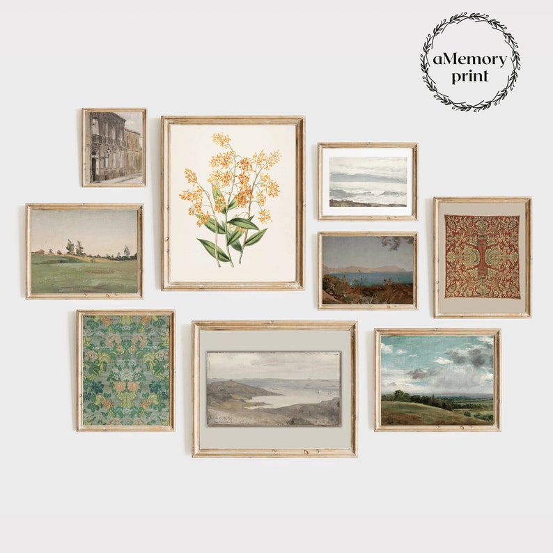 Printable Vintage Gallery Wall Art SET Antique Prints Warm Etsy