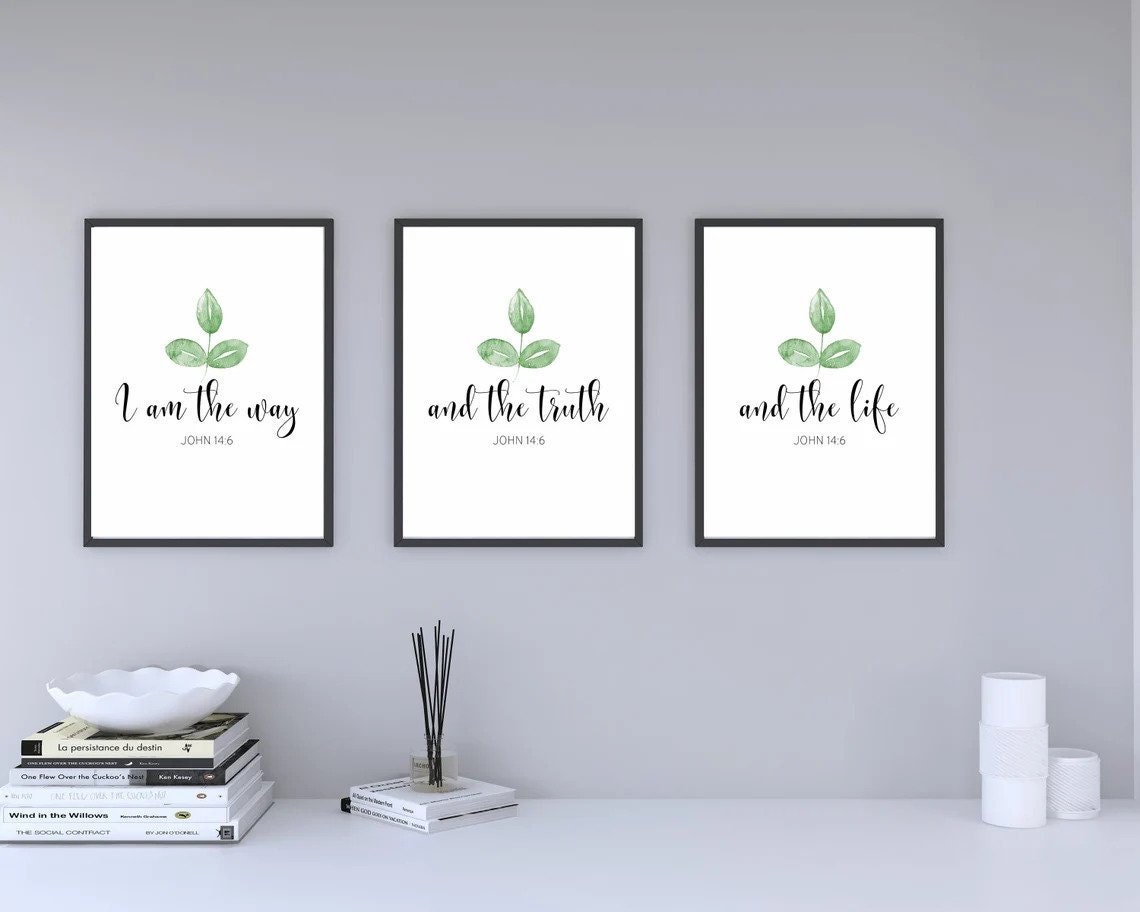Faith Hope Love Bible Verse Wall Art Set of 3 Prints, Scripture Quote 1 ...