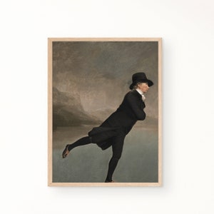 Gentleman Skating is the perfect Vintage Winter Wall Art for your Moody Neutral Holiday Decor | Printable Art