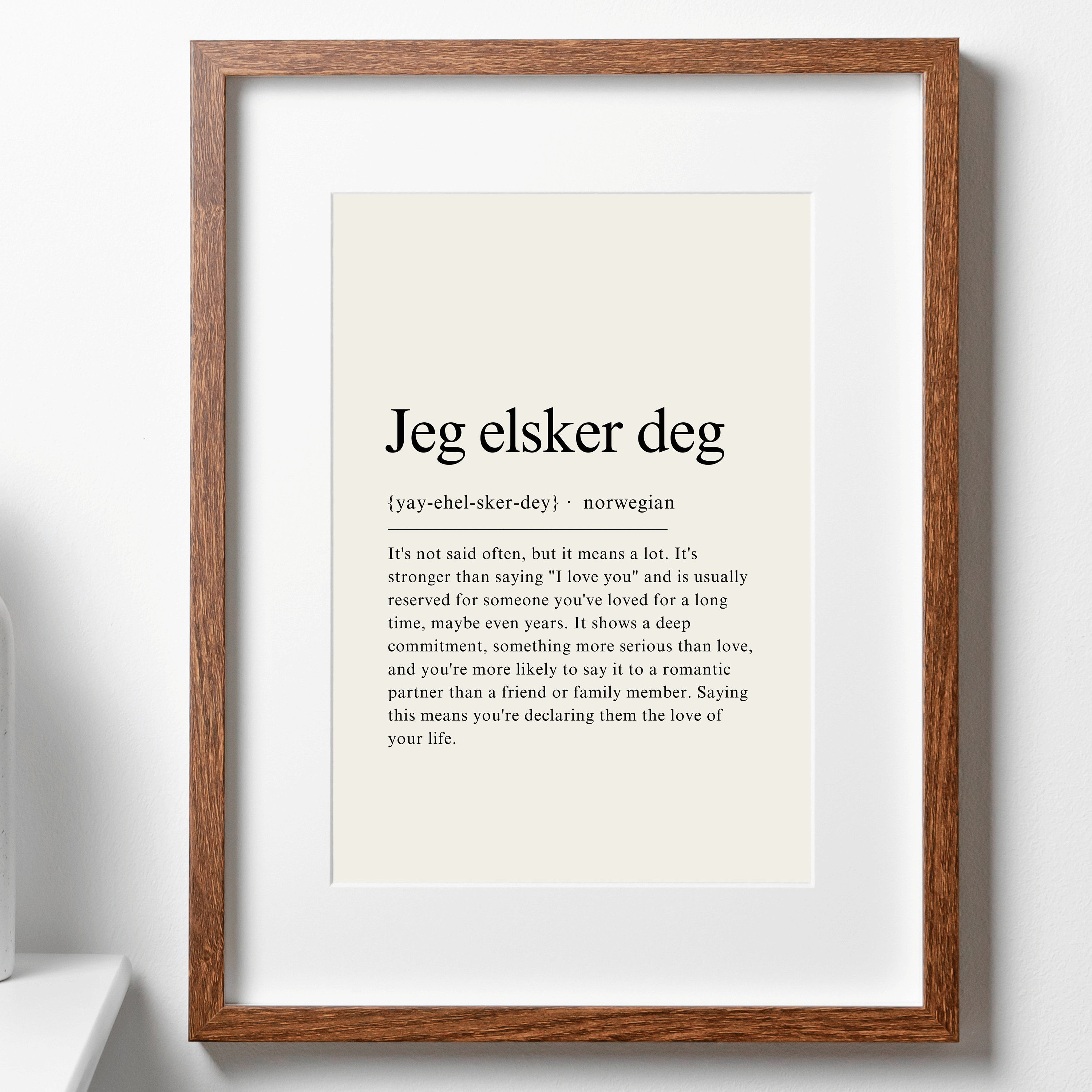 Jeg Elsker Deg Norwegian Quote Definition Print, Norway