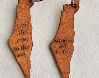 Key holder wooden Map of Palestine - Unique key chain in set - Support Palestine - Gaza Strip -Islamic decor - Jerusalem - 2 packs