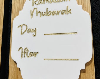 Aimant décoratif Ramadan moubarak en verre acrylique blanc Tracker du jour et de l'heure pour calendrier Ramadan décoration réfrigérateur chambre d'enfants